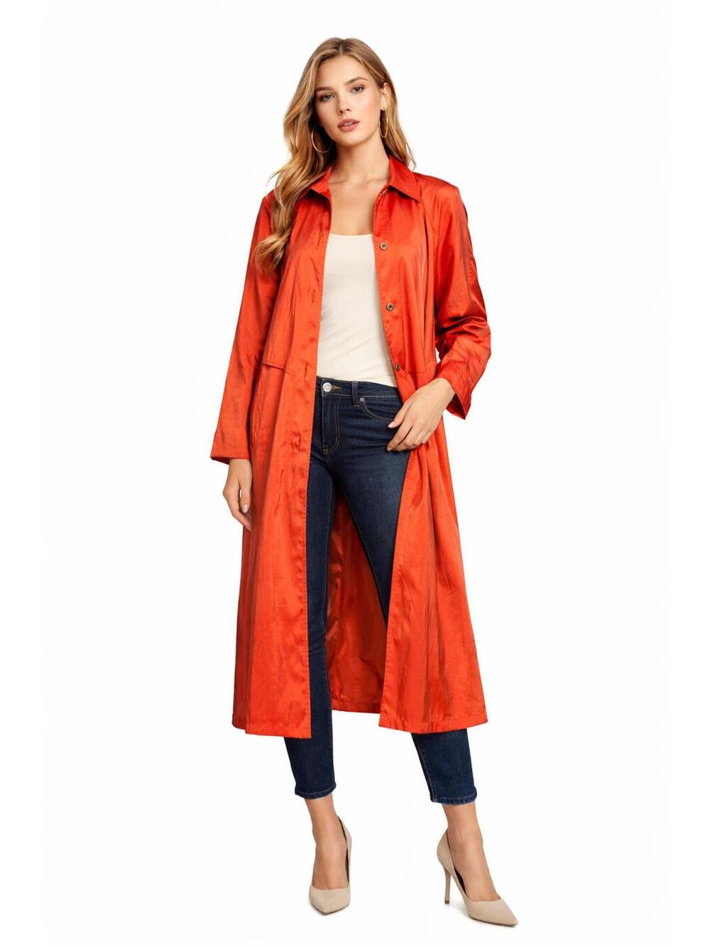 Vintage Jones New York Metallic Raincoat – Luxe Statement Trench (Made in USA)